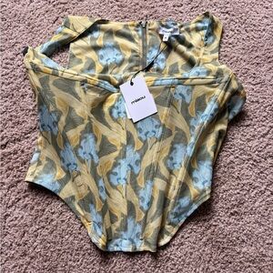Miaou Yellow and Blue Floral Women's corset